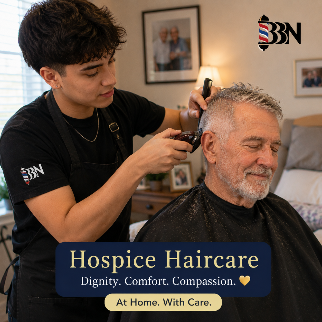 Hospice haircare in a cozy home